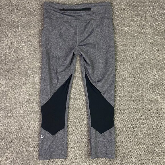 lululemon athletica Pants - Lululemon Pace Rival Crop 22" Women's Size 6 Heathered Grey Black Gray Leggings